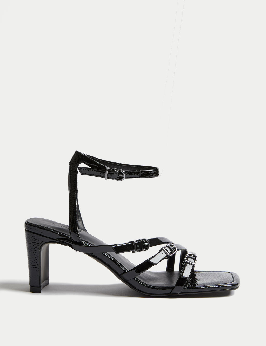 Leather Buckle Strappy Block Heel Sandals
