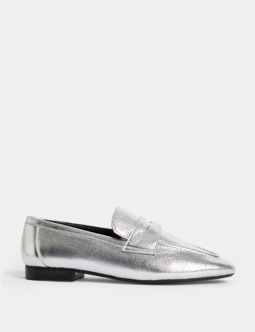 Wide Fit Leather Slip On Flat Loafers