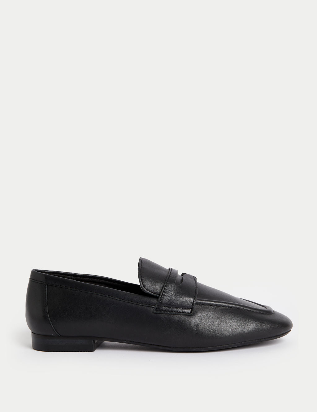 Wide Fit Leather Slip On Flat Loafers