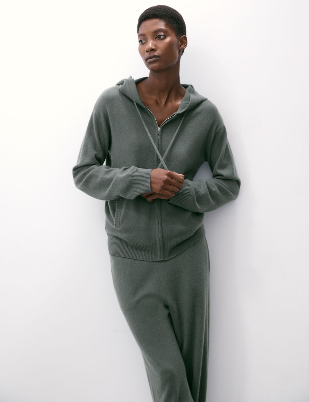 Pure Cashmere Zip Up Hoodie