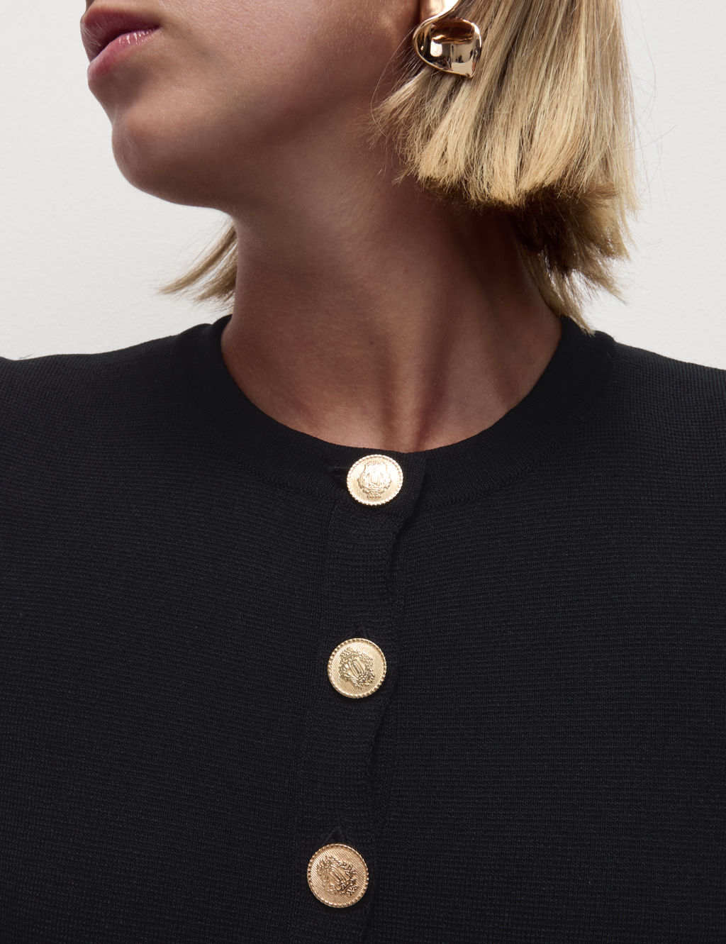 Crew Neck Button Front Cardigan