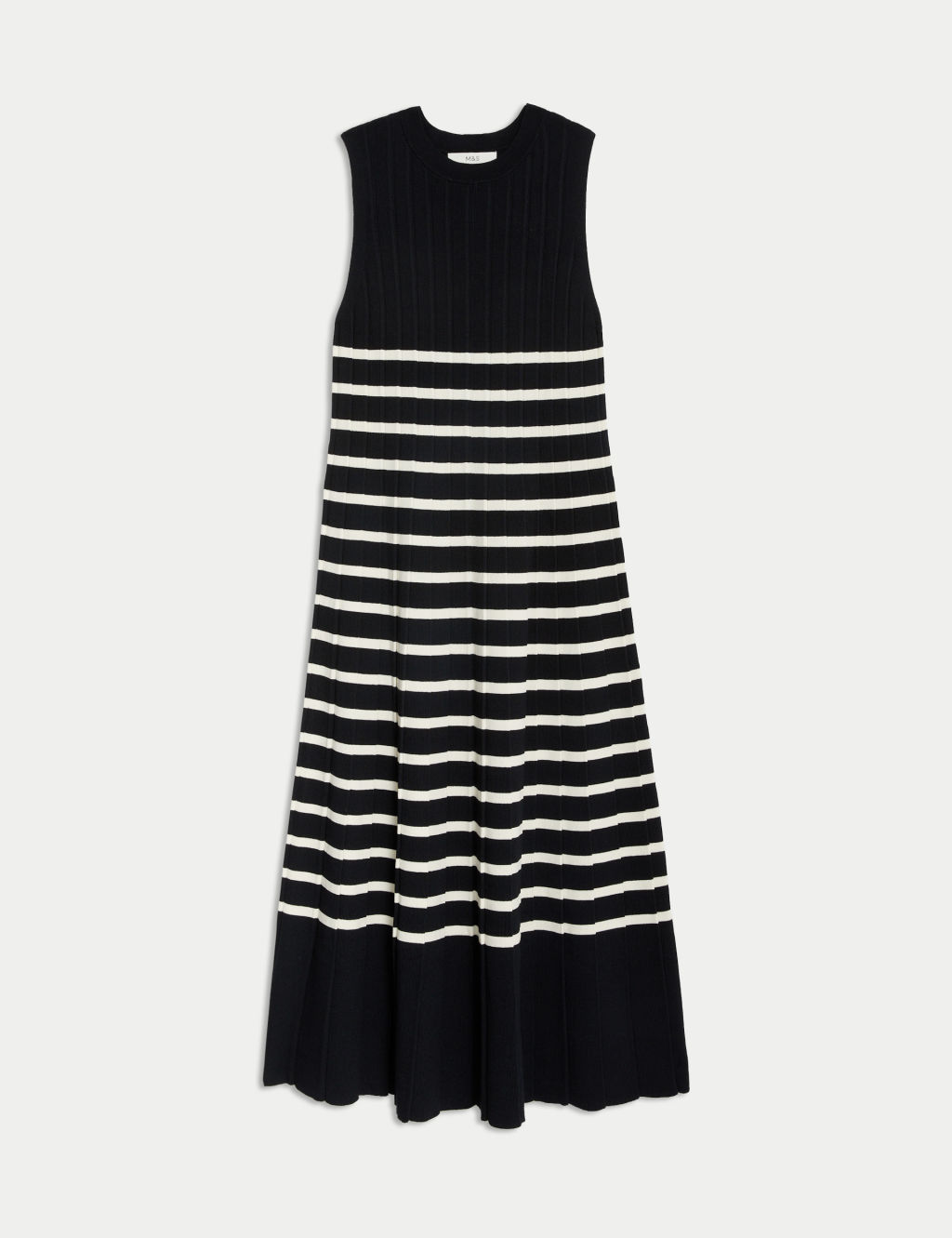 Striped Ribbed Knitted Midi Dress 1 of 8