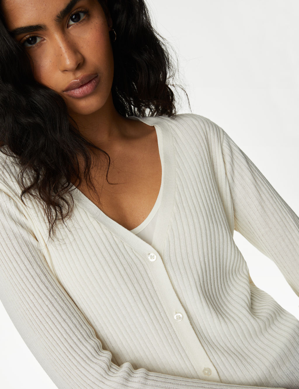 Ribbed Longline Cardigan with Linen 2 of 6