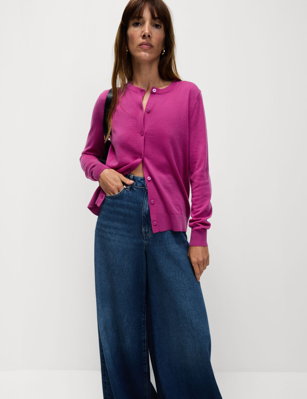 Pure Merino Wool Crew Neck Cardigan