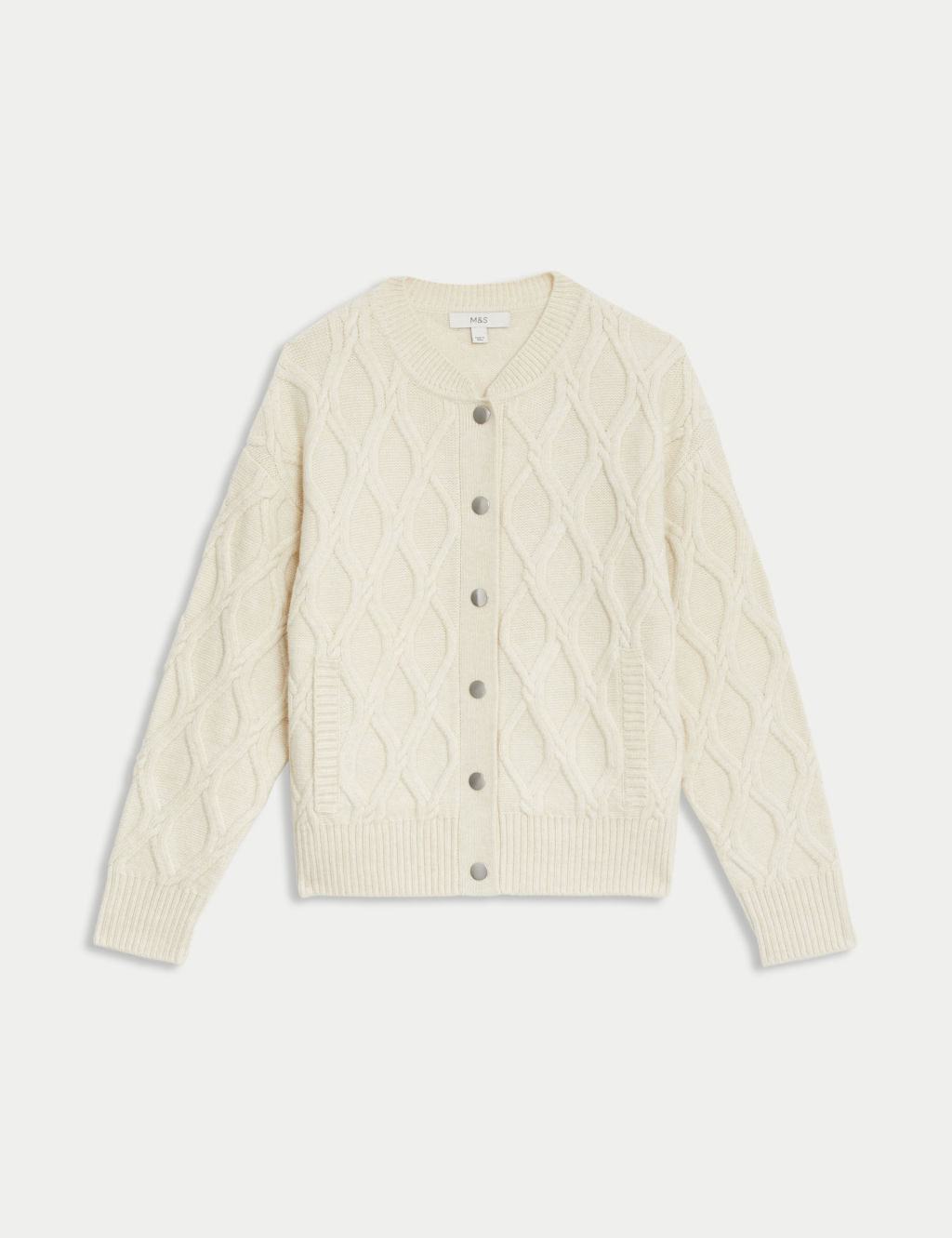 Cable Knit Cloud-Yarn Bomber Cardigan