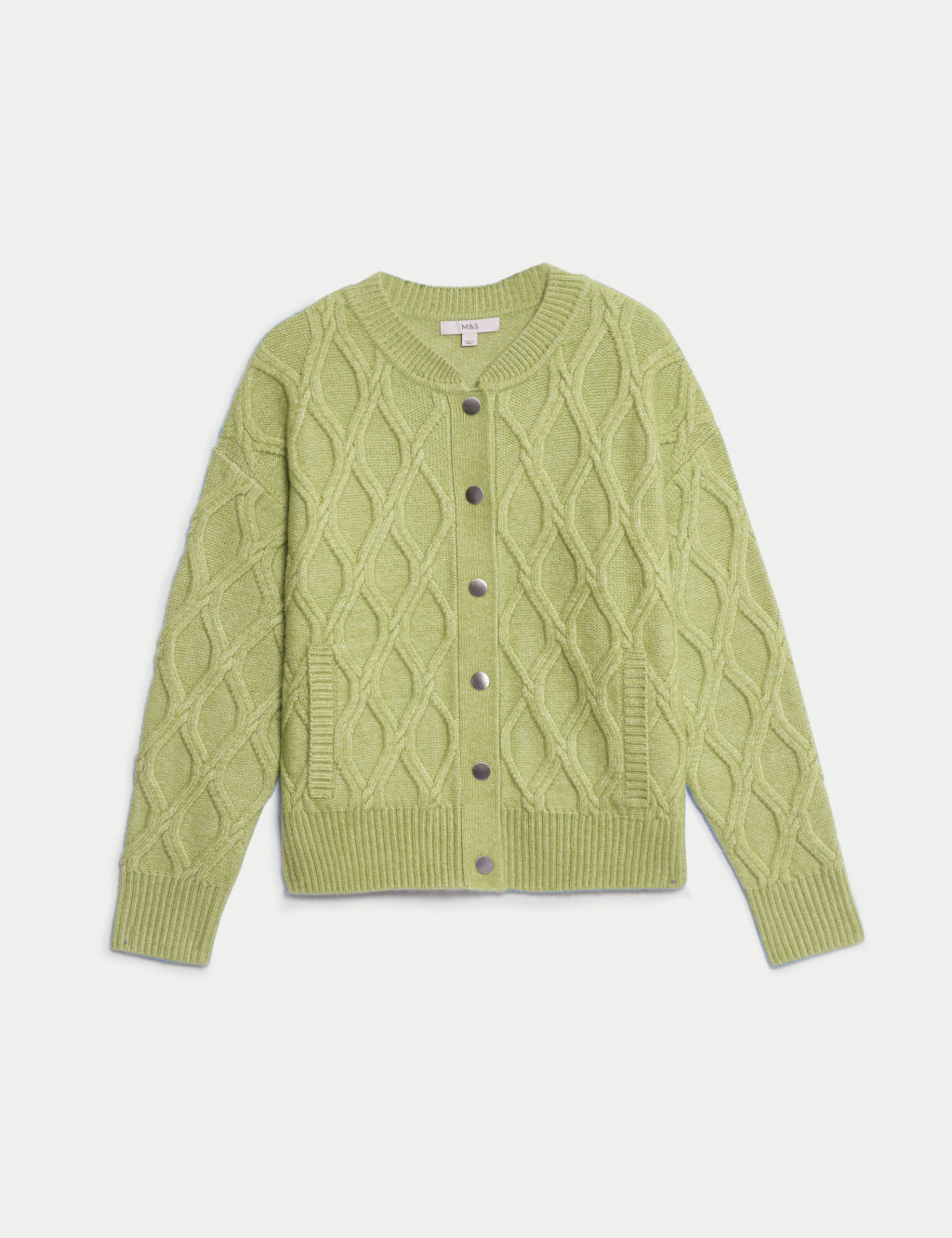 Cable Knit Cloud-Yarn Bomber Cardigan