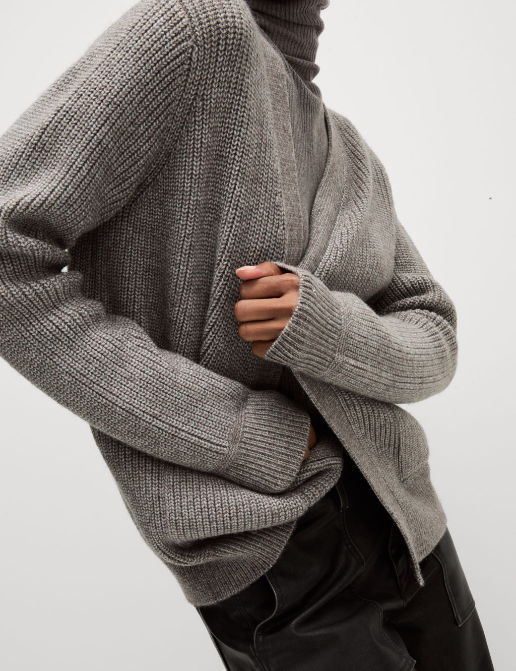 Ribbed Edge to Edge Relaxed Cardigan