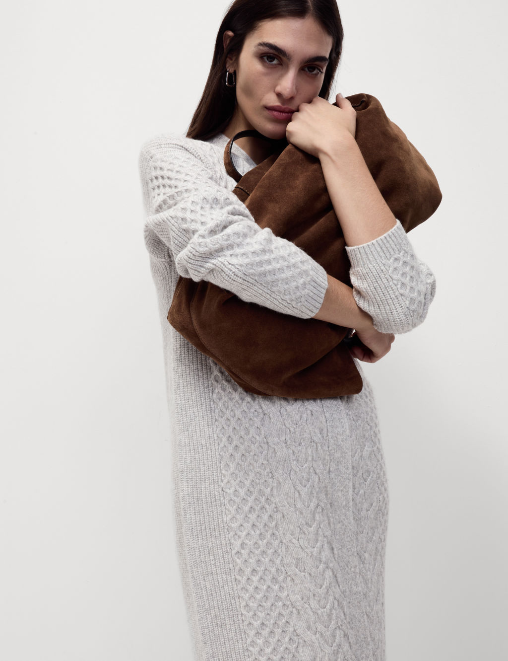 Cloud Yarn Cable Knit Longline Cardigan