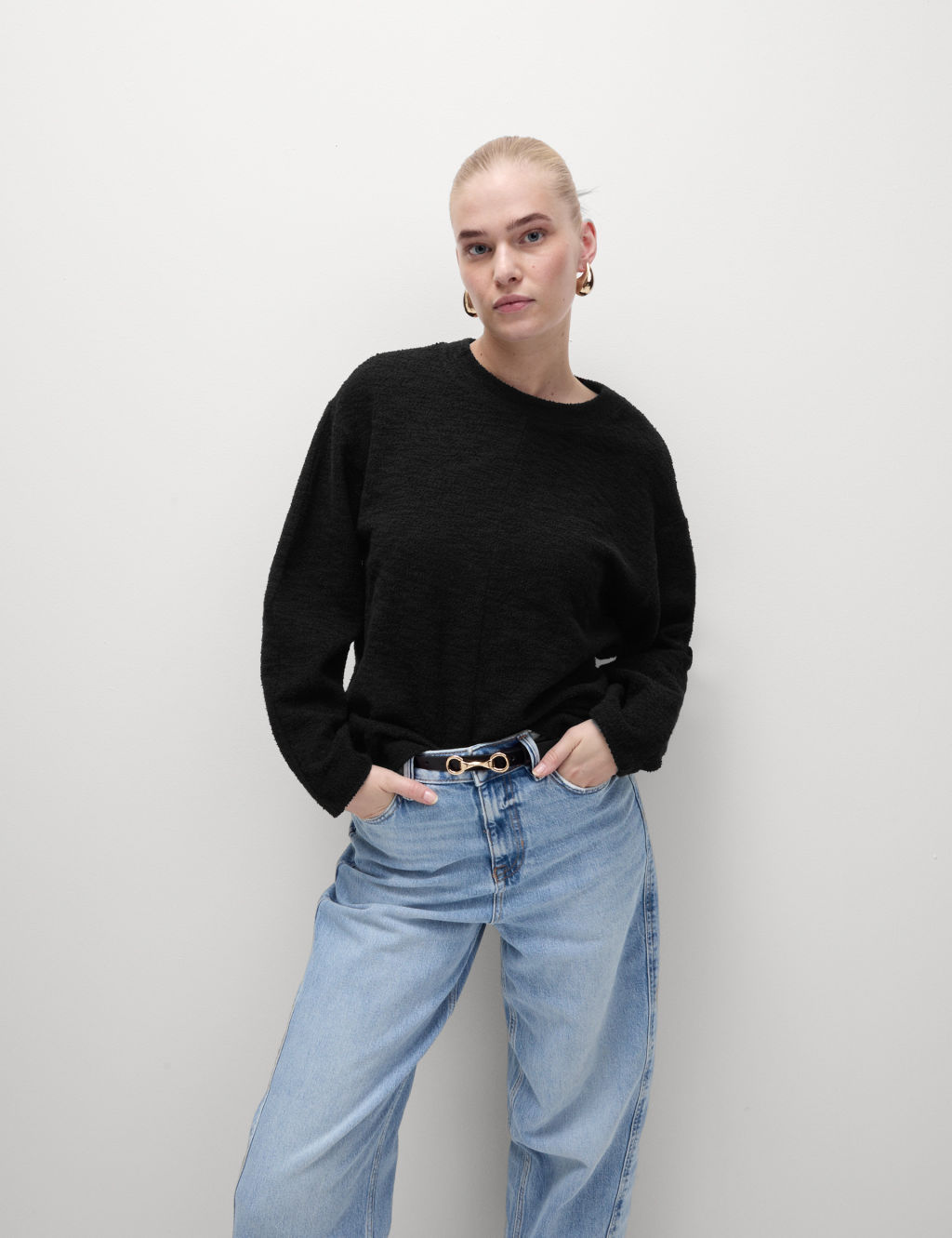 Cotton Rich Textured Sweatshirt