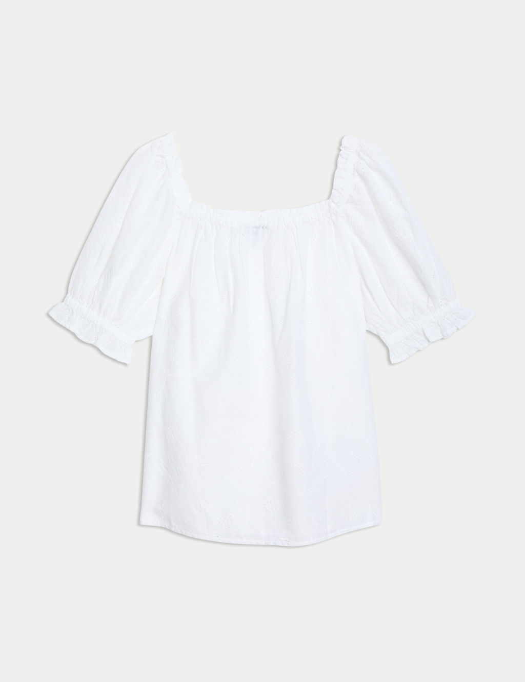 Pure Cotton Broderie Square Neck Top 1 of 6