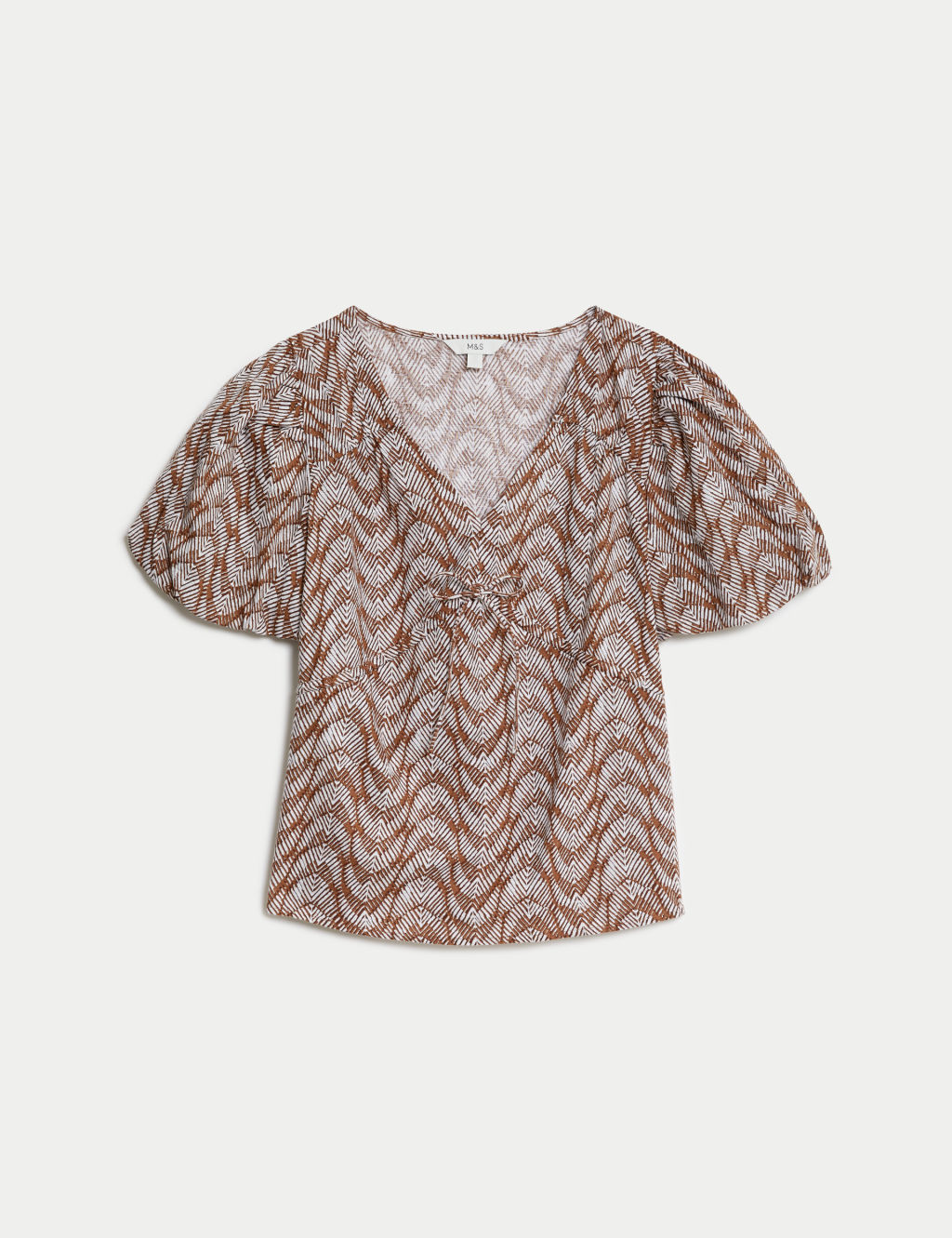 Pure Cotton Printed V-Neck Blouse 1 of 5
