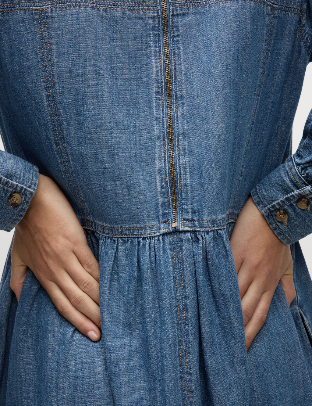 Denim Midi Waisted Dress 6 of 7