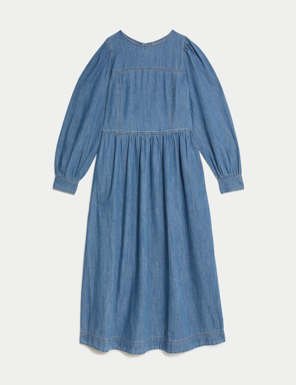 Denim Midi Waisted Dress 1 of 7