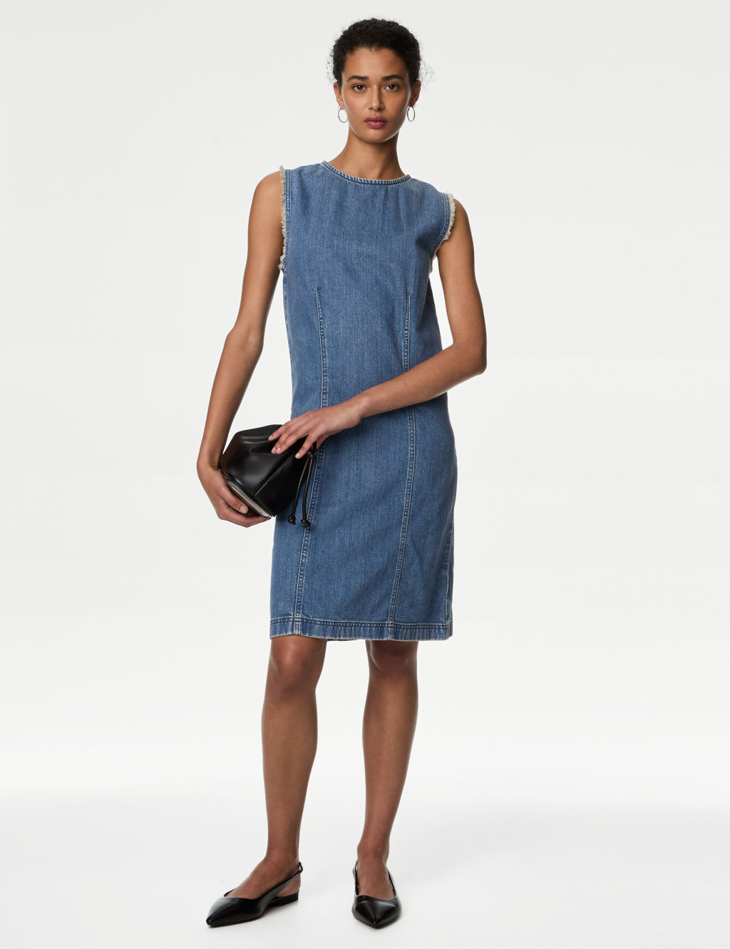 Denim Round Neck Mini Shift Dress