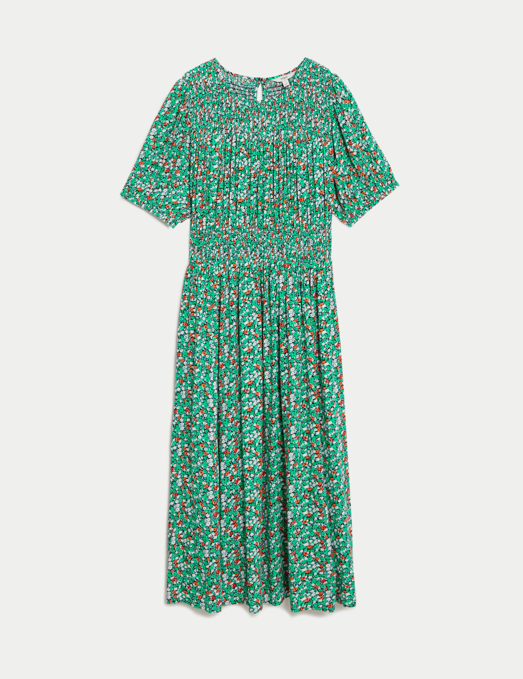 Ditsy Floral Shirred Midi Waisted Dress 1 of 4