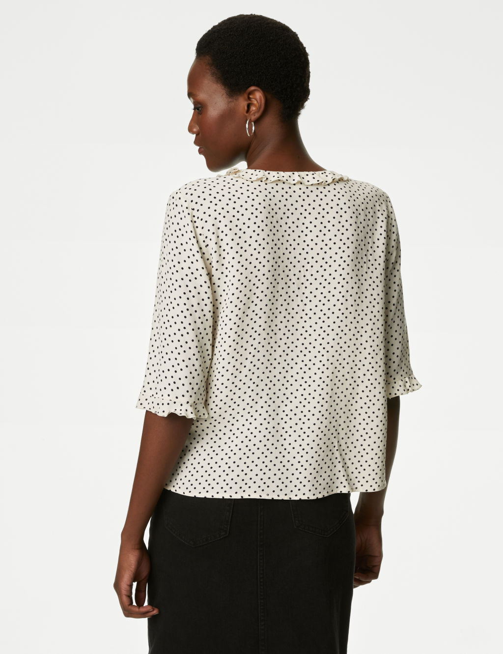 Polka Dot V-Neck Frill Detail Blouse 5 of 5