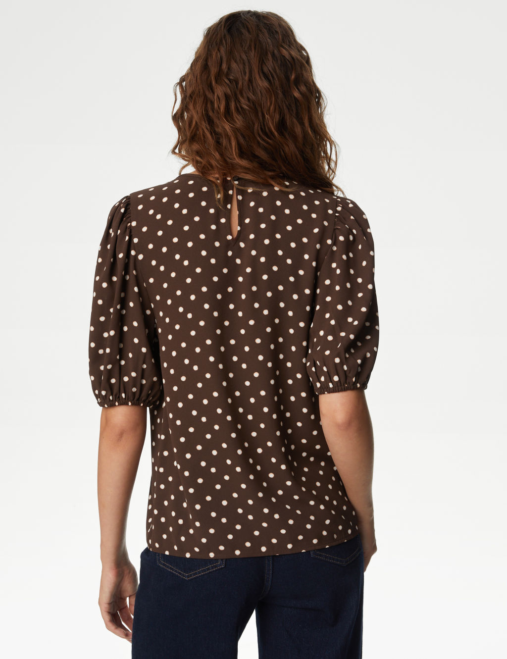 Printed Round Neck Puff Sleeve Blouse 5 of 5