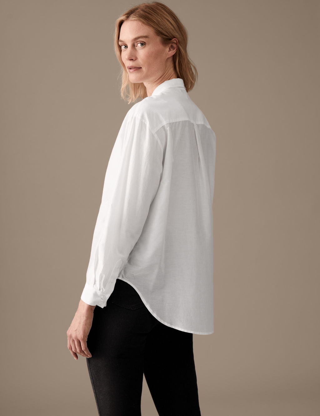 Silk Blend Collared Long Sleeve Shirt 6 of 6