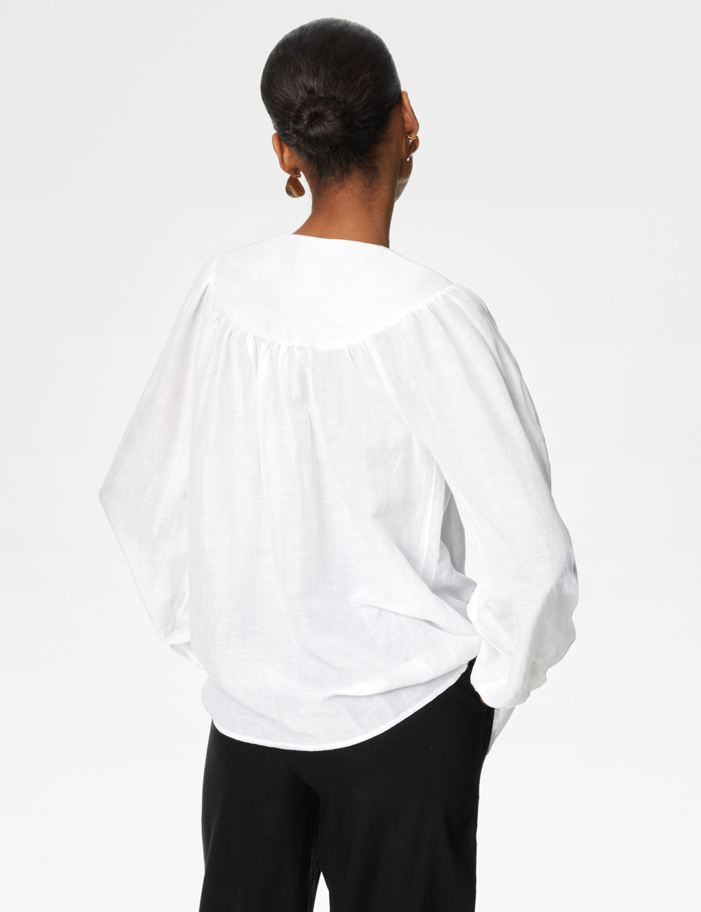 Ramie Pintuck V-Neck Blouse 5 of 5