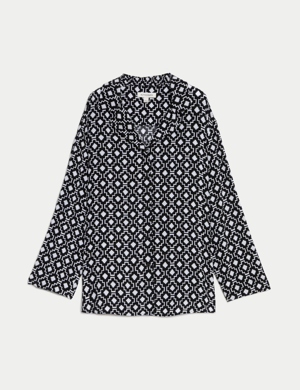 Cupro Rich Printed Collared Relaxed Shirt 1 of 8