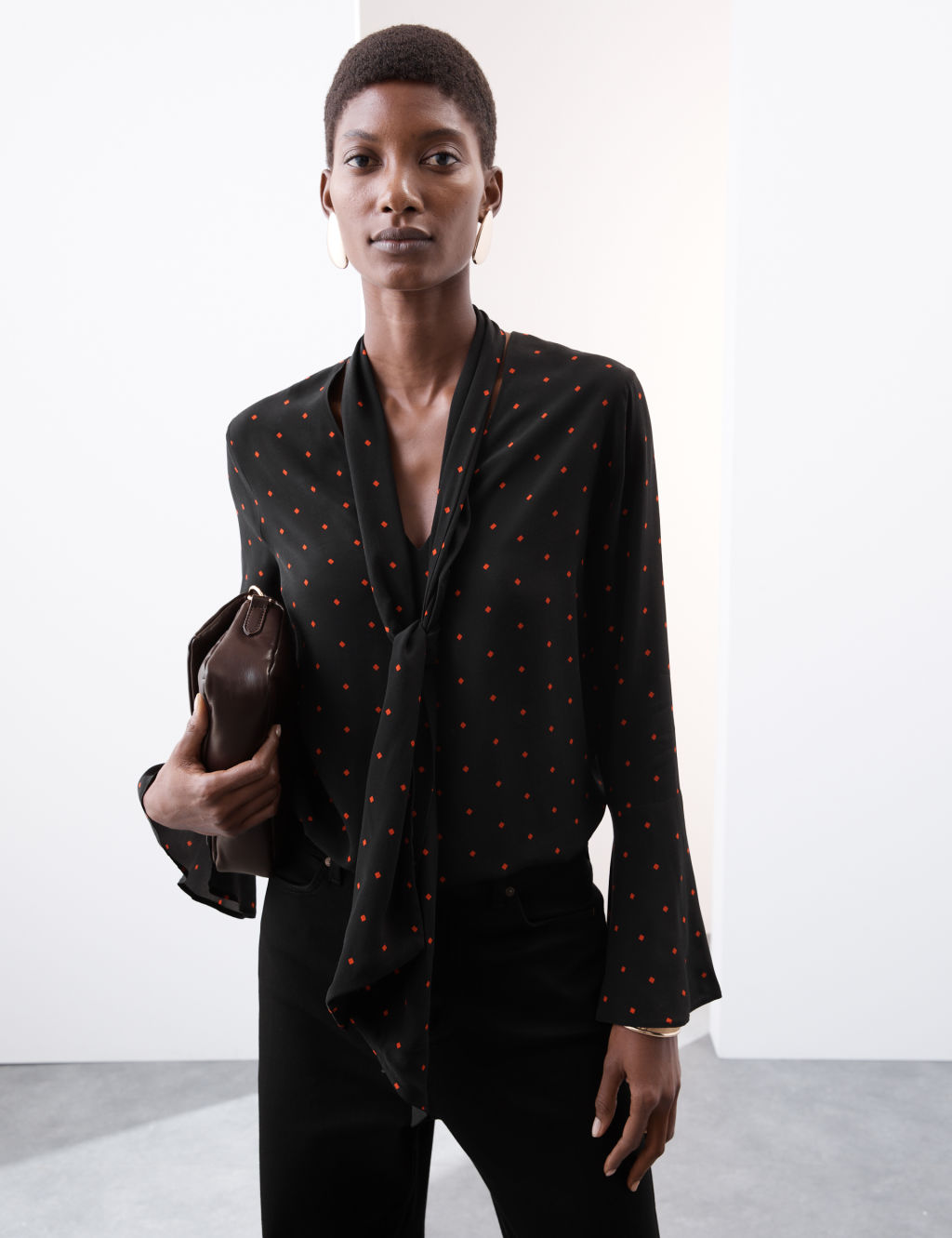 Cupro Rich Polka Dot Angel Sleeve Blouse