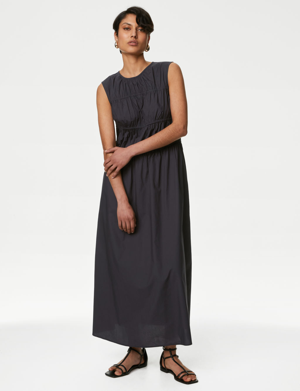 Pure Cotton Shirred Detail Midaxi Dress | Autograph | M&S