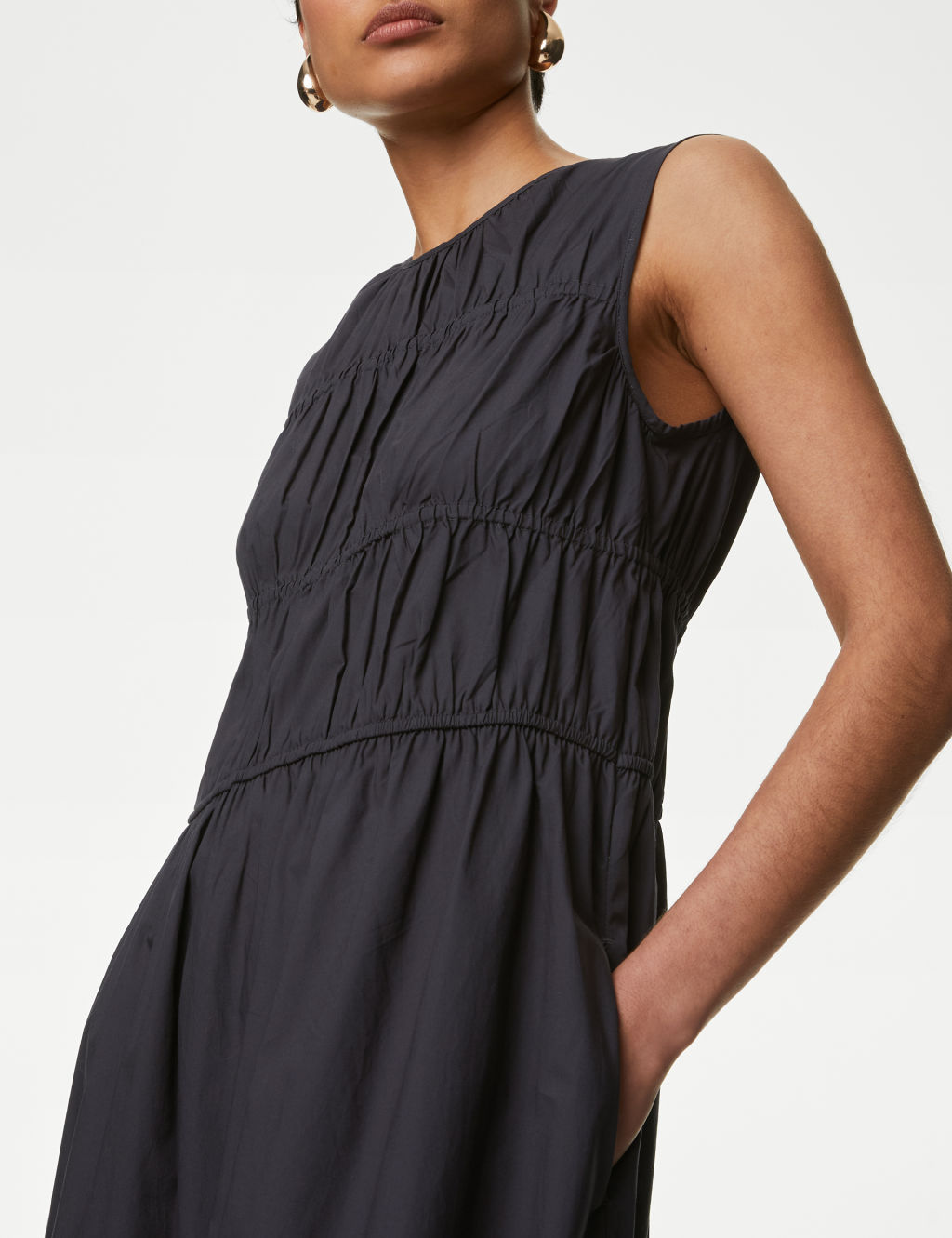 Pure Cotton Shirred Detail Midaxi Dress | Autograph | M&S