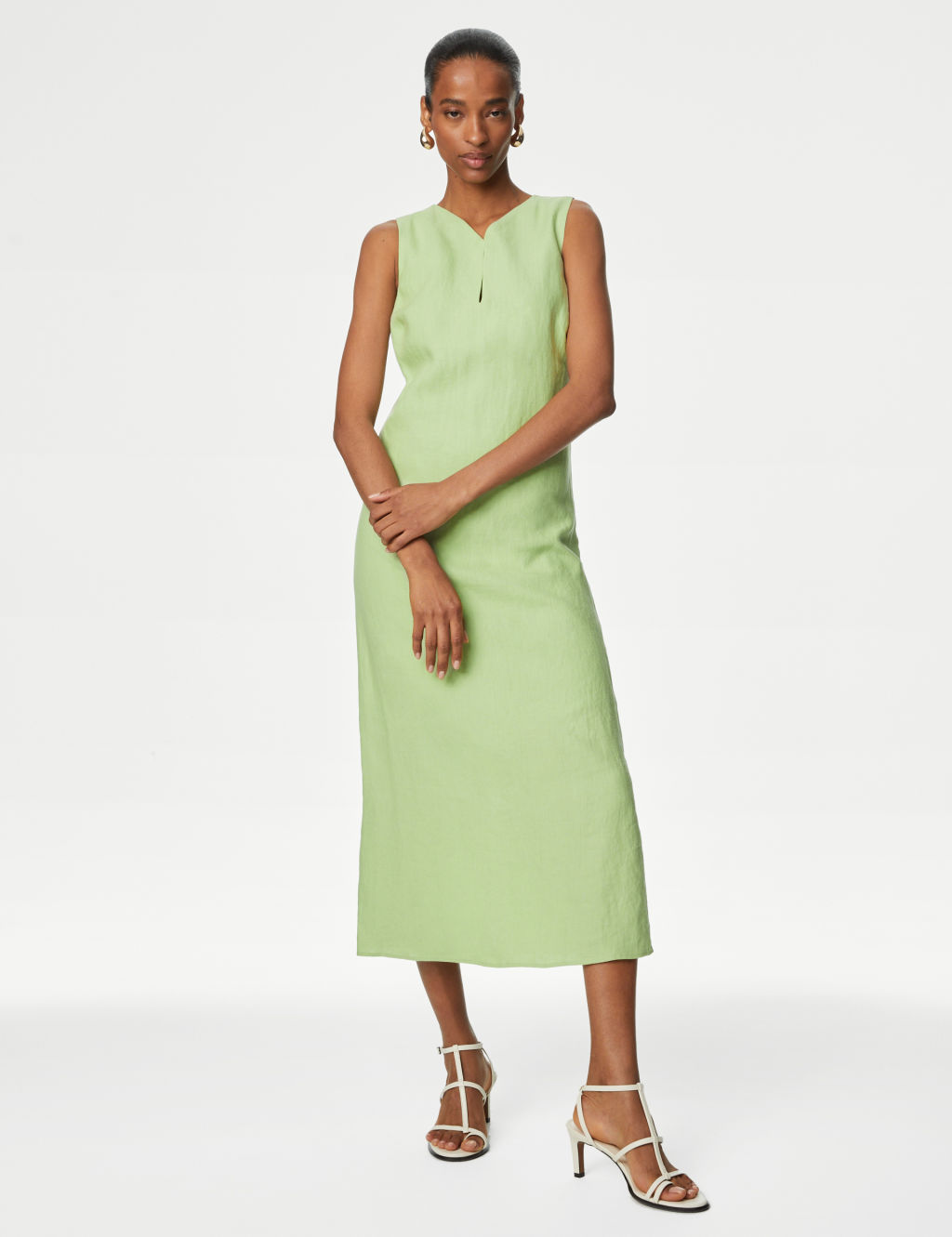 Pure Irish Linen V-Neck Midaxi Column Dress | Autograph | M&S