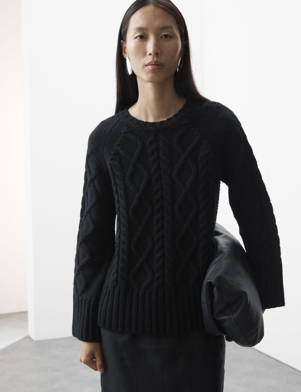 Merino Wool With Cashmere Cable Knit Jumper