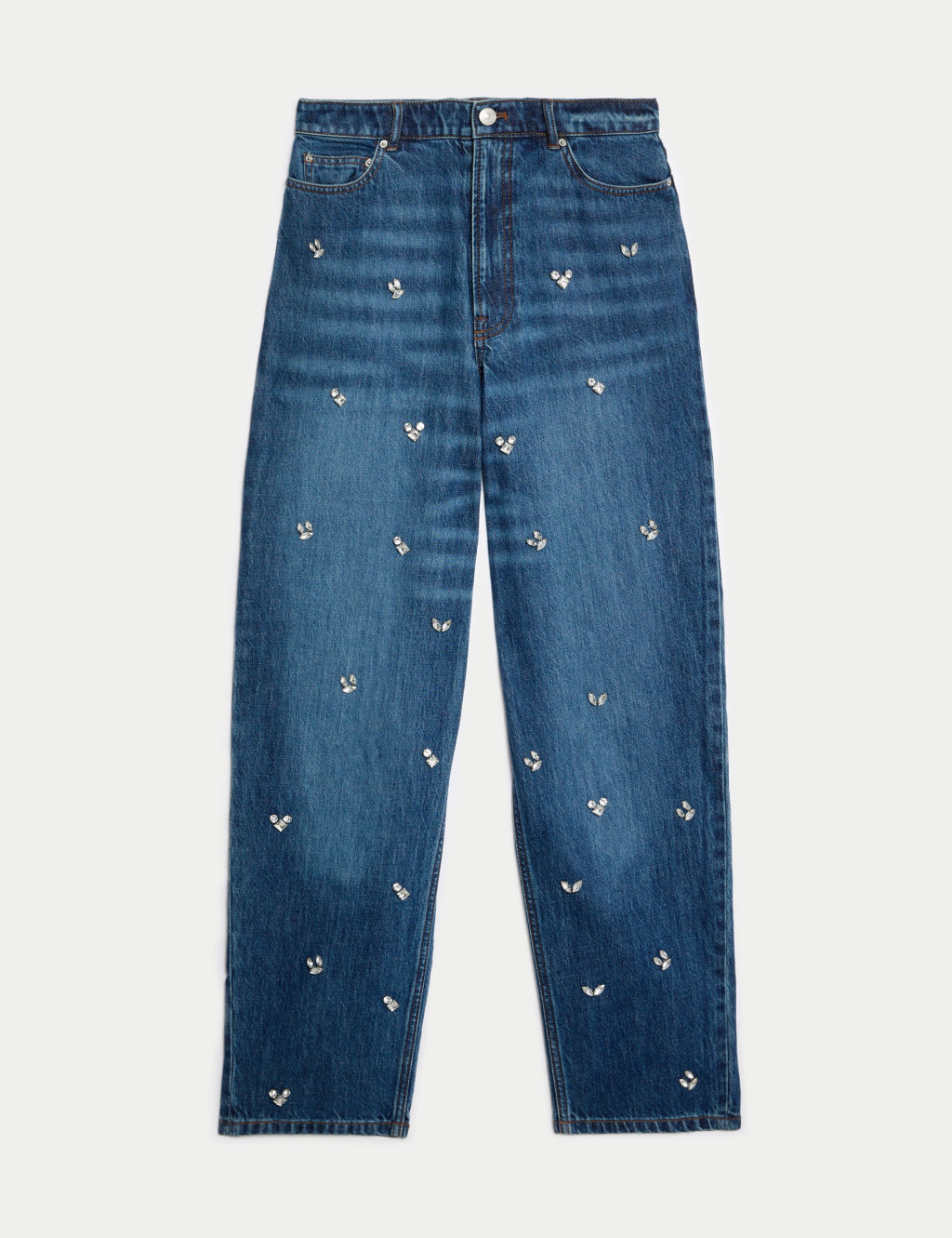 Pure Cotton Embellished Straight Leg Jeans