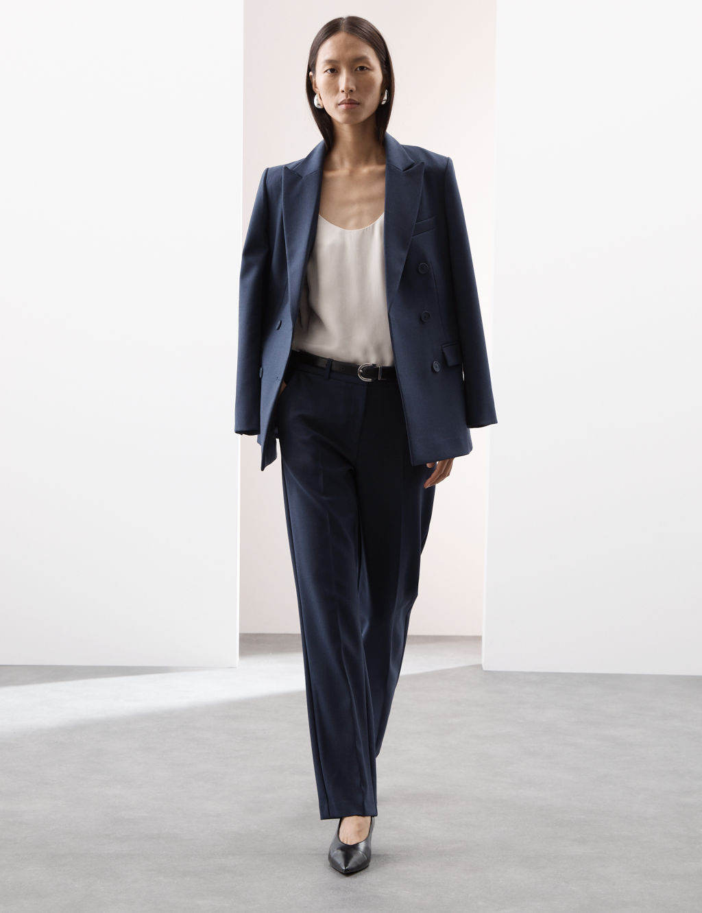 Straight Leg Trousers with Wool