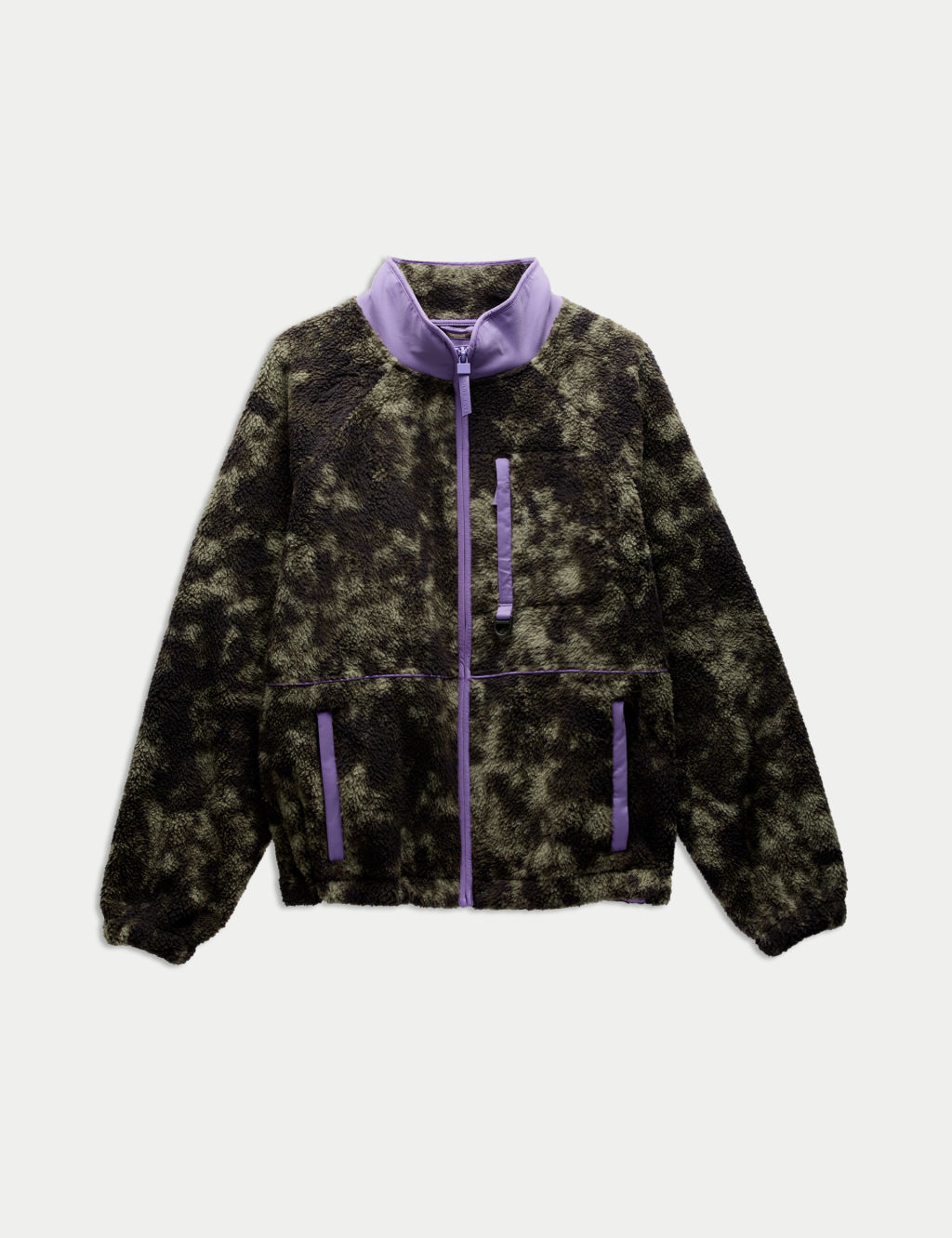Borg Zip Up Funnel Neck Fleece Jacket