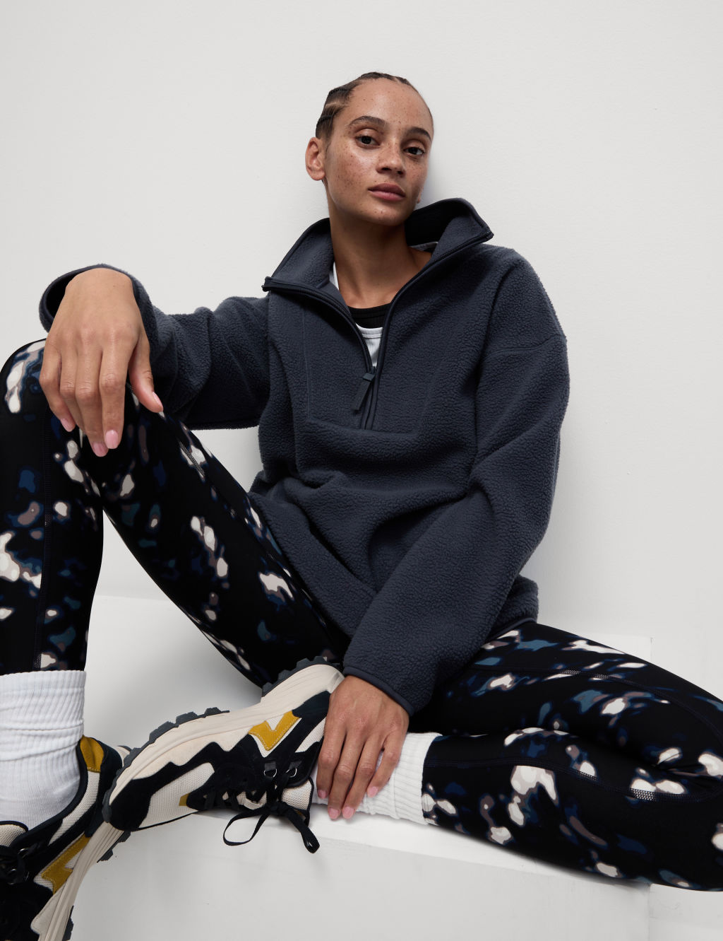 Borg Half Zip Longline Fleece Jacket