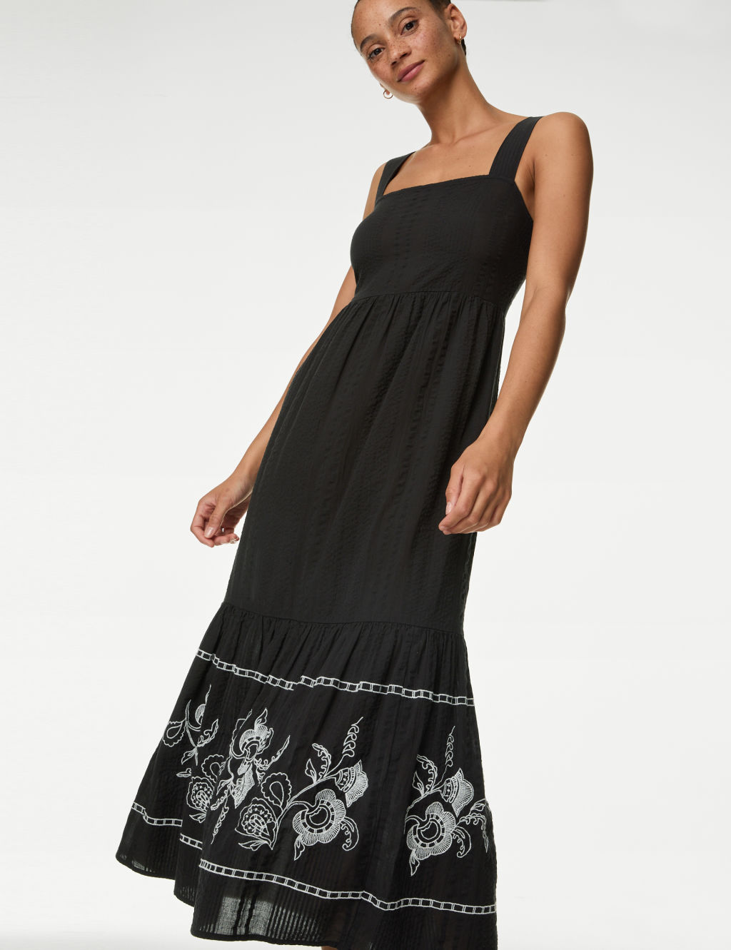 Pure Cotton Embroidered Midaxi Beach Dress