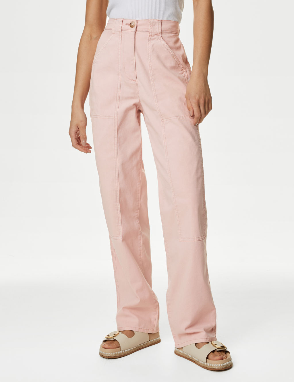 Cotton Rich Relaxed Straight Trousers 5 of 6