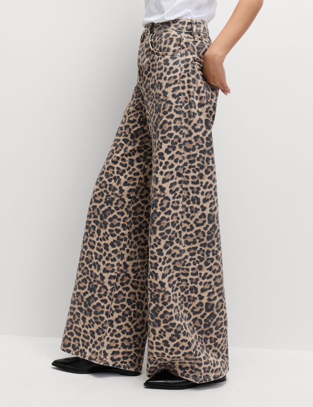 Animal Print Wide Leg Jeans