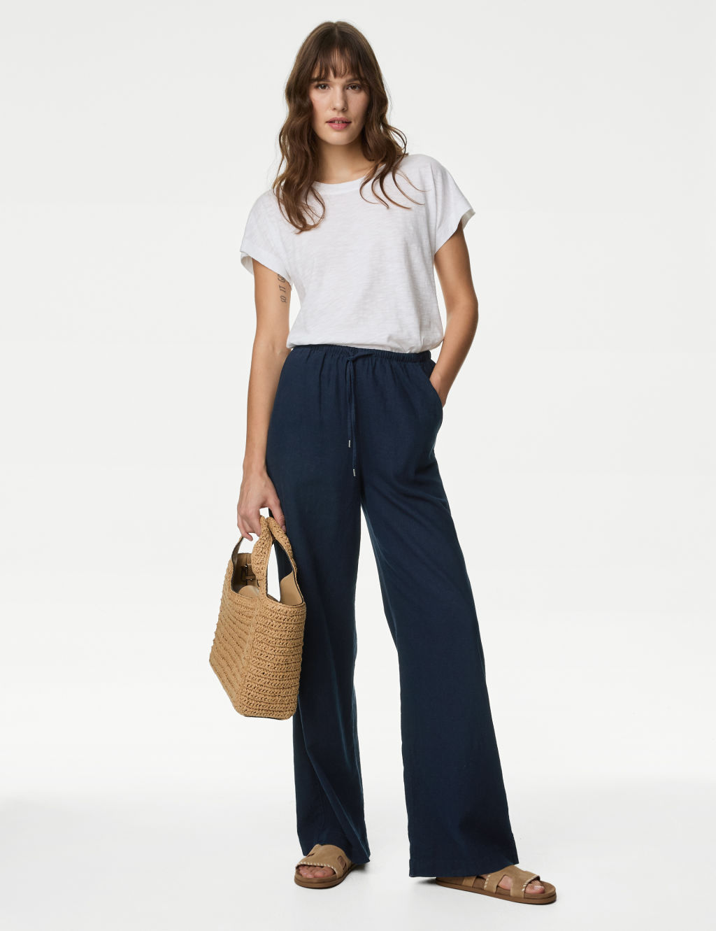 Linen Blend Wide Leg Trousers 2 of 6