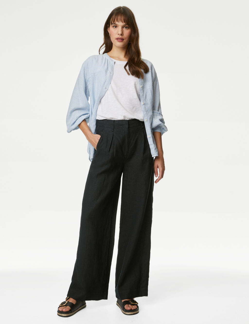 Pure Linen Wide Leg Trousers