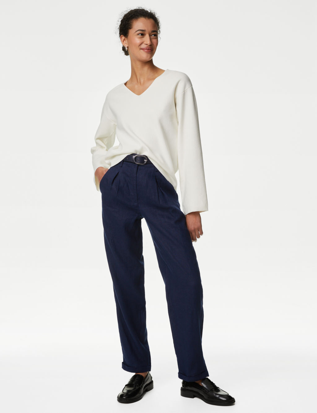 Pure Linen Tapered Trousers