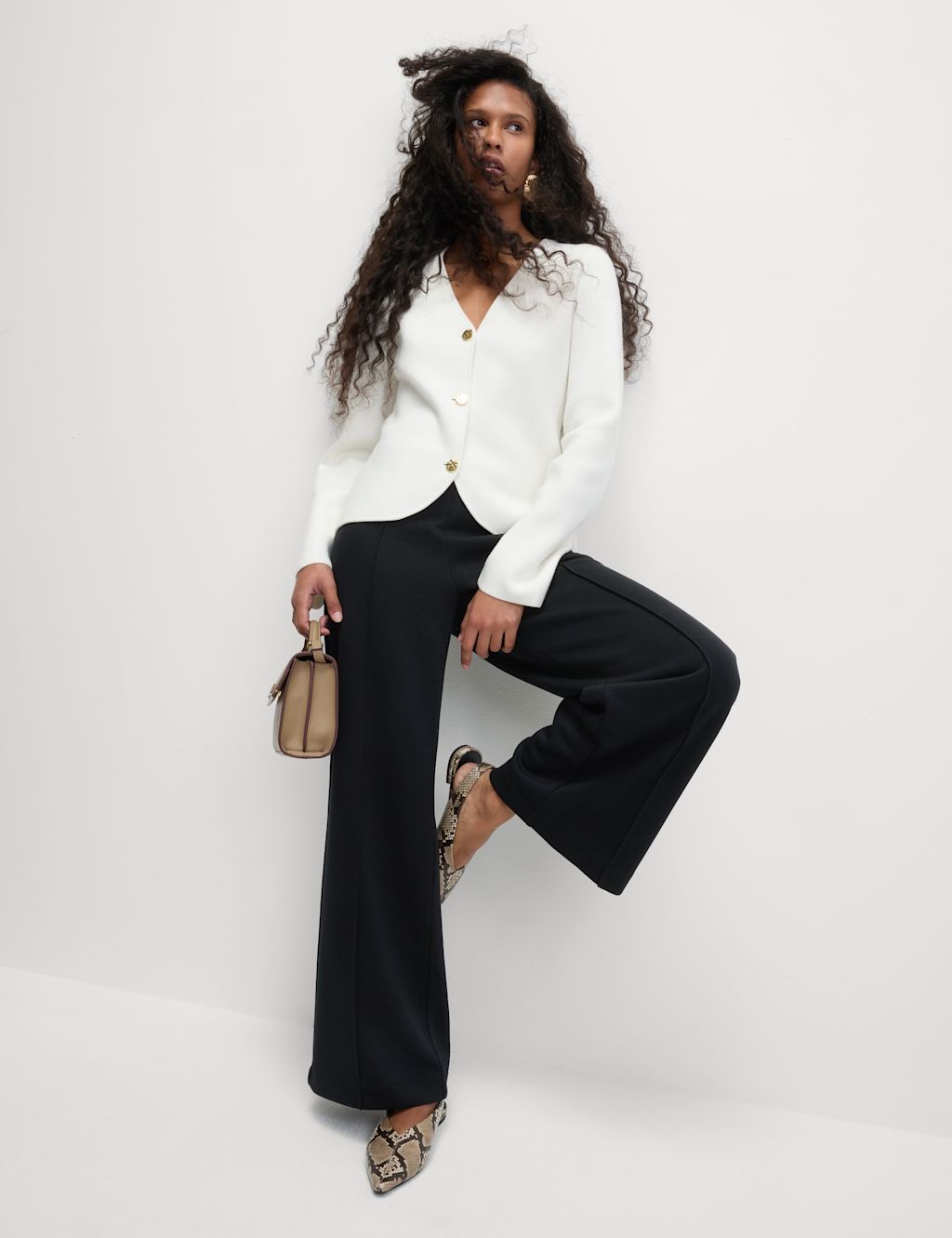 Jersey Elasticated Waist Wide Leg Trousers