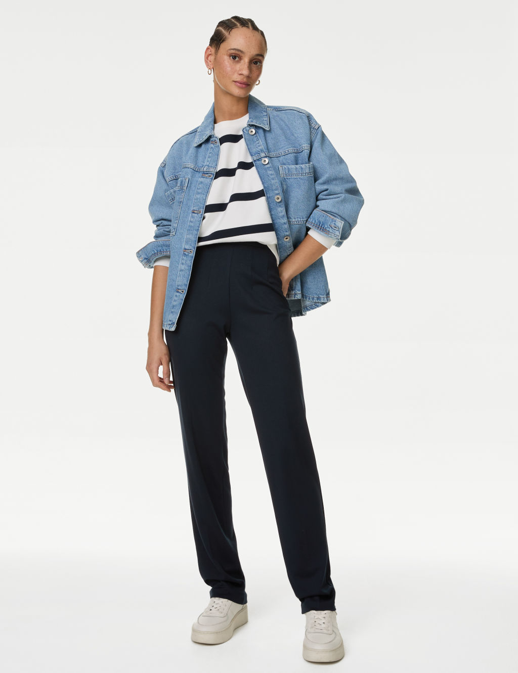 Jersey Straight Leg Trousers with Stretch