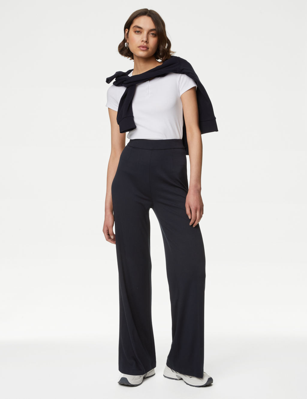 Jersey Wide Leg Trousers with Stretch 3 of 5