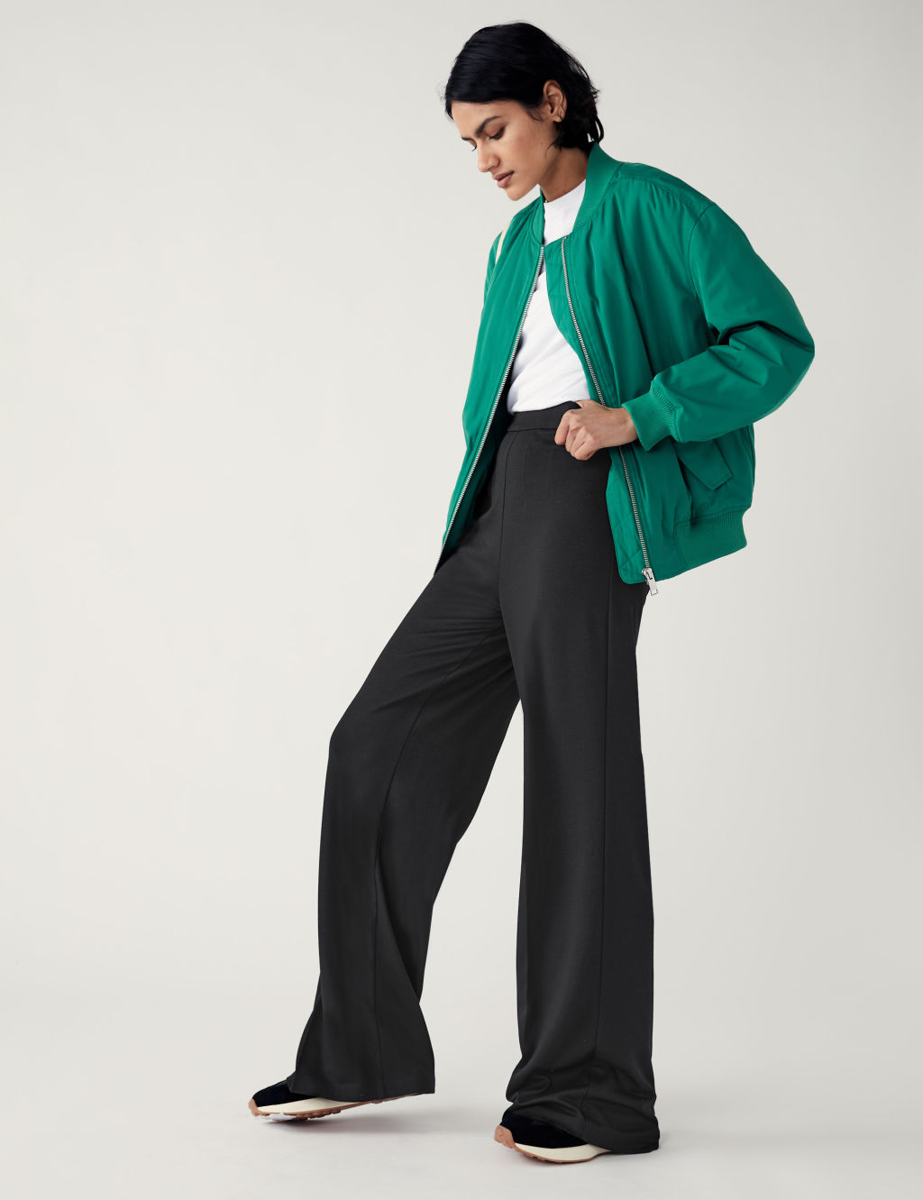 Jersey Wide Leg Trousers with Stretch 6 of 6