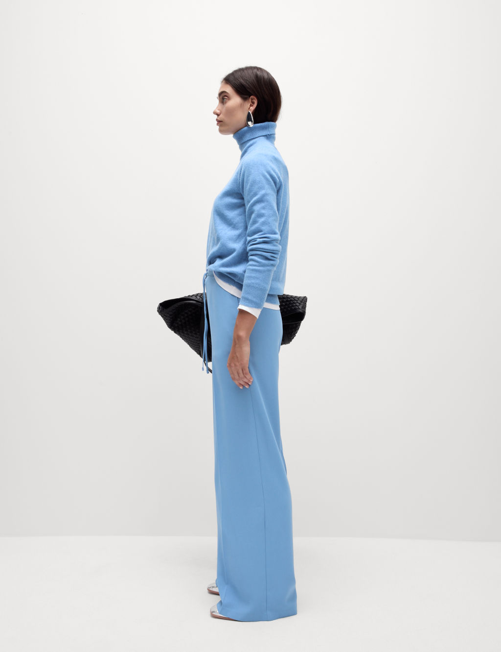 Crepe Elasticated Waist Wide Leg Trousers