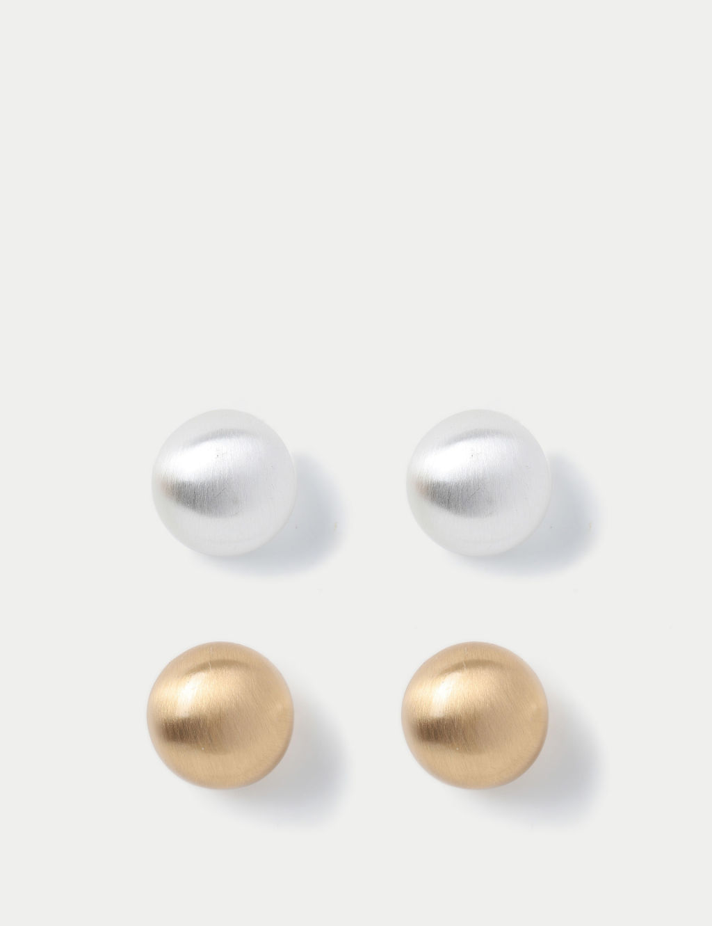 2 Pack Brushed Gold and Silver Tone Stud Earring Set