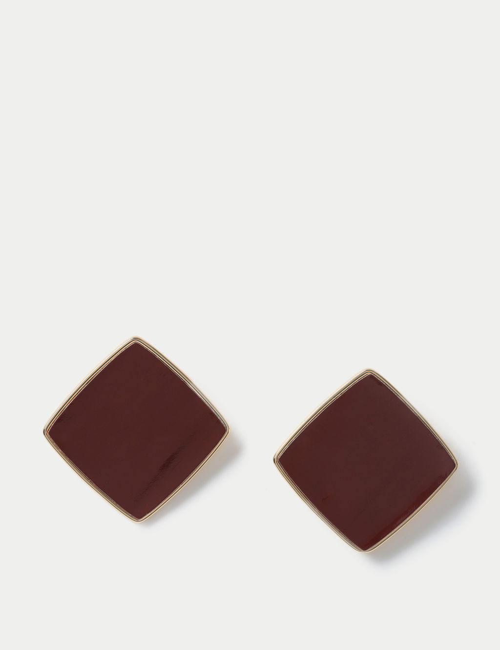 Burgundy Oversized Enamel Diamond Stud
