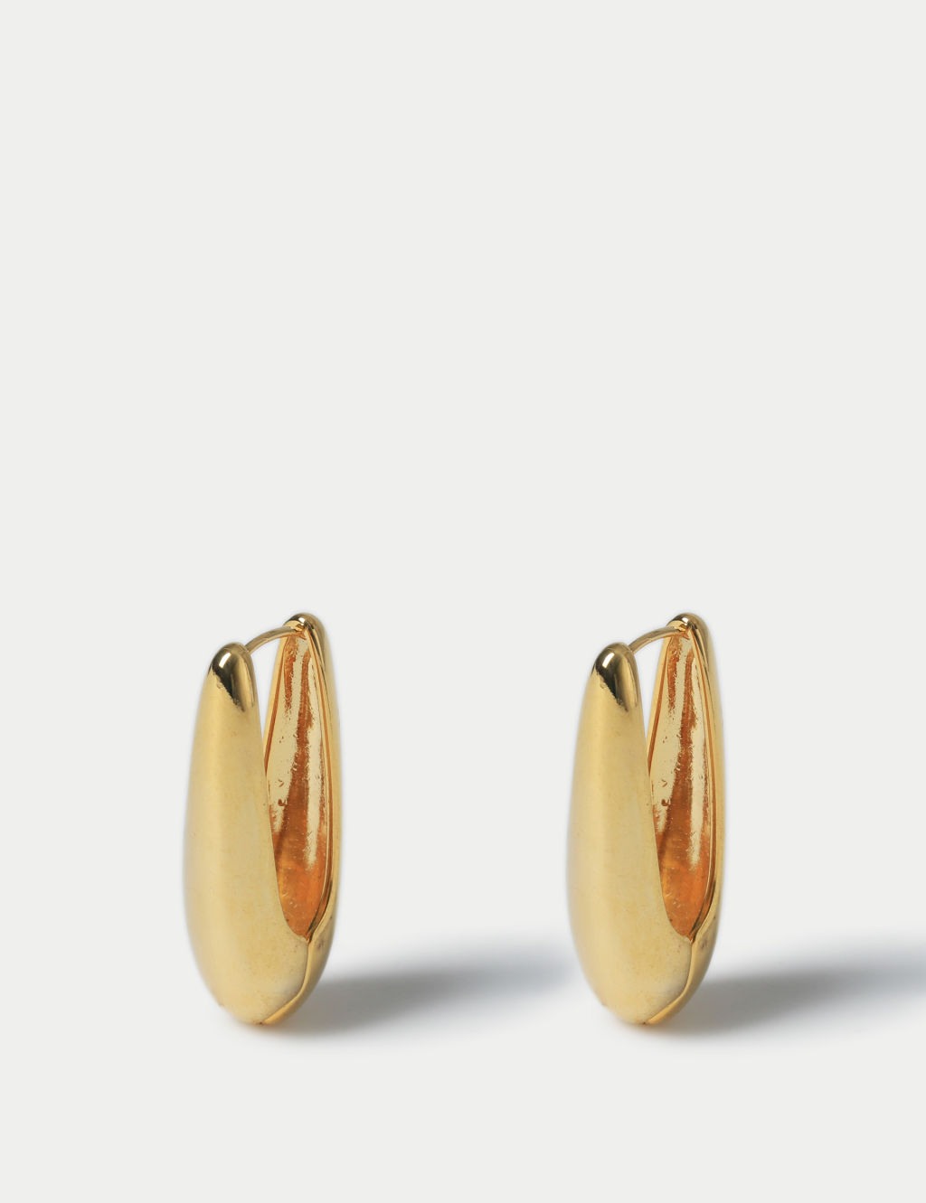 Gold Tone Oval Hoop Earring