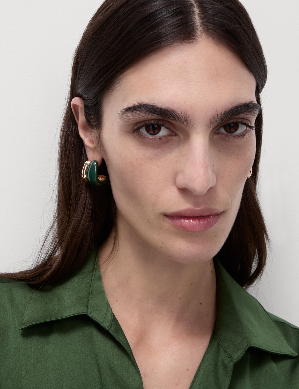 Green and Gold Tone Oversized Double Row Stud