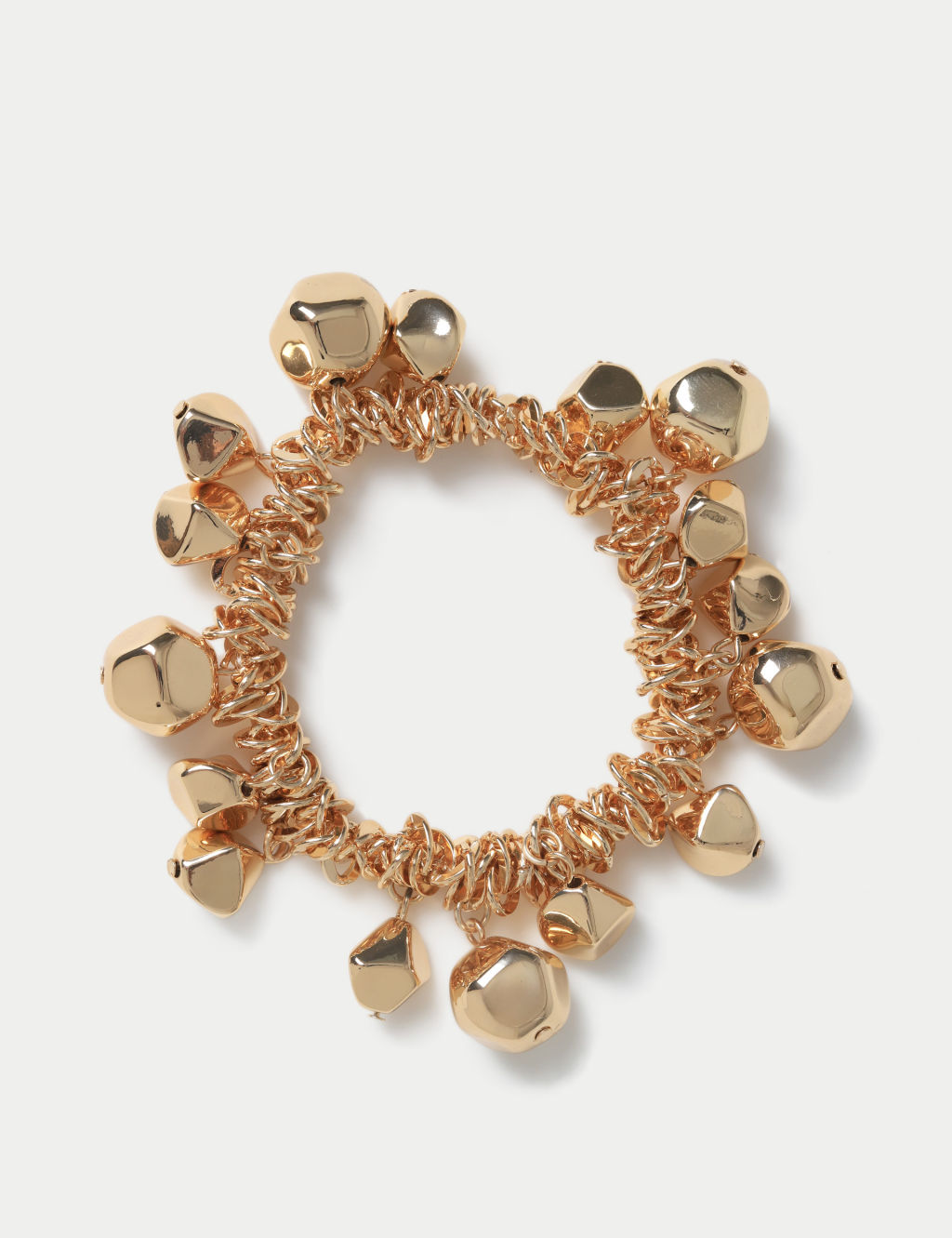 Gold Tone Nugget Stretch Bracelet