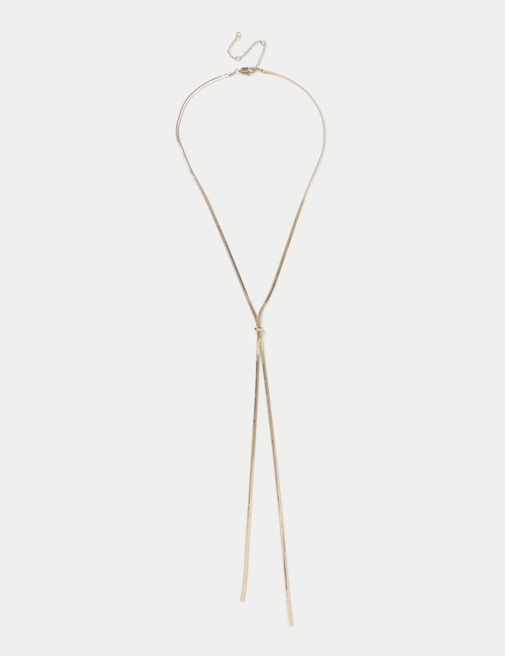 Gold Tone Snake Chain Lariat Long Necklace